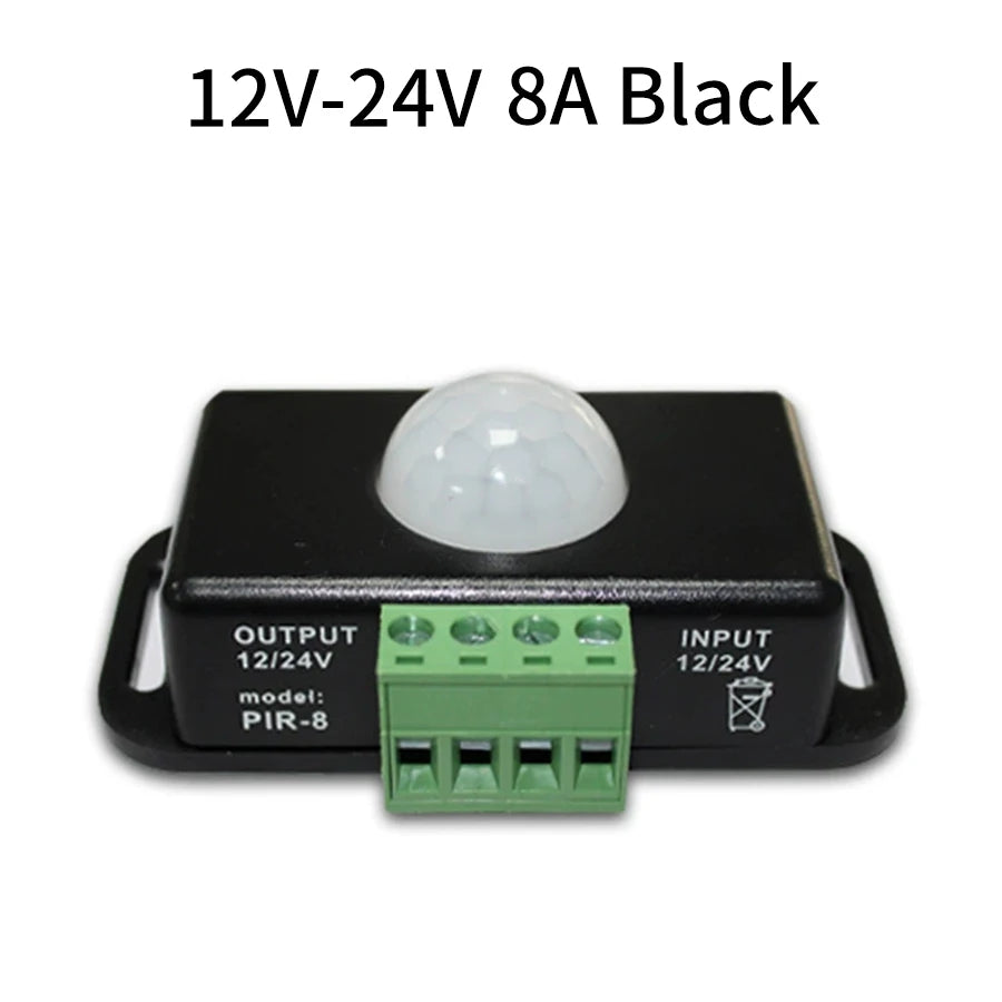 GGBEE DC 12V-24V PIR Motion Sensor Switch &ndash; Automatic Human Detection for Efficient LED Control black shell