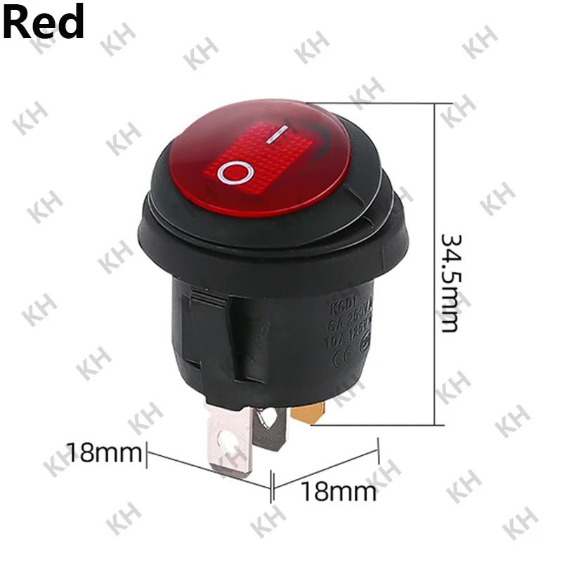 1Pcs On Off SPST Round Waterproof Boat LED Rocker Switch &ndash; Reliable Power Control Red / LED DC 12V-24V
