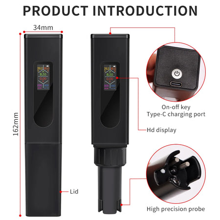 5 In 1 Water Quality Tester EC TDS PH Meter &ndash; Rechargeable