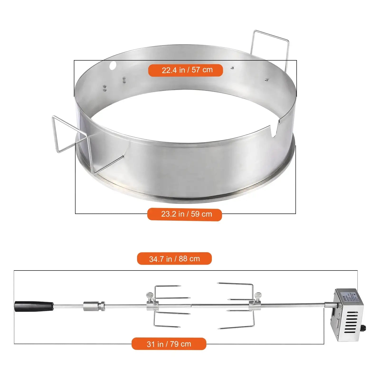 Universal Grill Rotisserie Kit 9W Stainless Steel 22 in / GERMANY