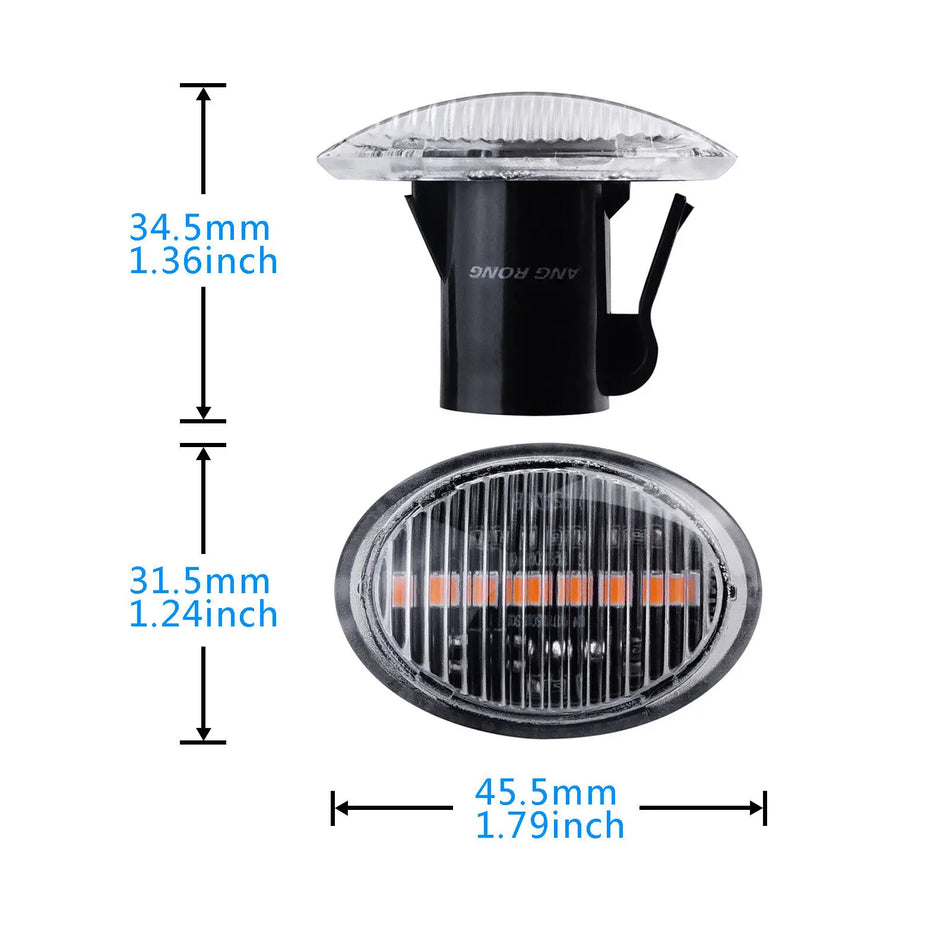 Luce ripetitore laterale LED, confezione da due per Ford Ka, lente trasparente, LED SMD 1210 ambra