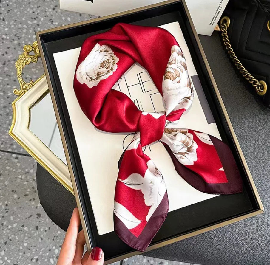 Stmanya Women 70cm Printed Silk Scarf &ndash; Elegant Versatile Headwear