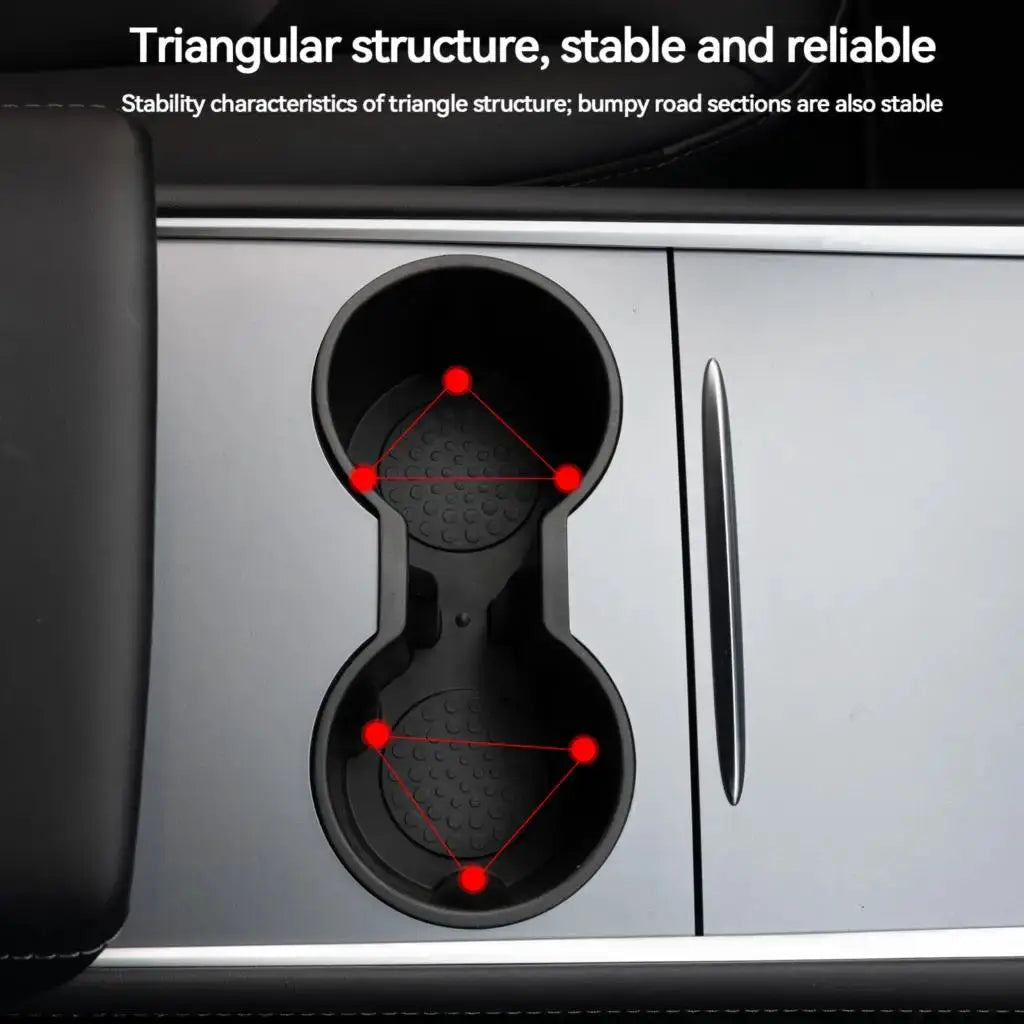 Cup Holder For Tesla Model 3/Y 2021+ Center Console Interior Accessories Slot Slip Limit Clip Universal Water Cup Hoder Insert by InterCyprus Trading Ltd