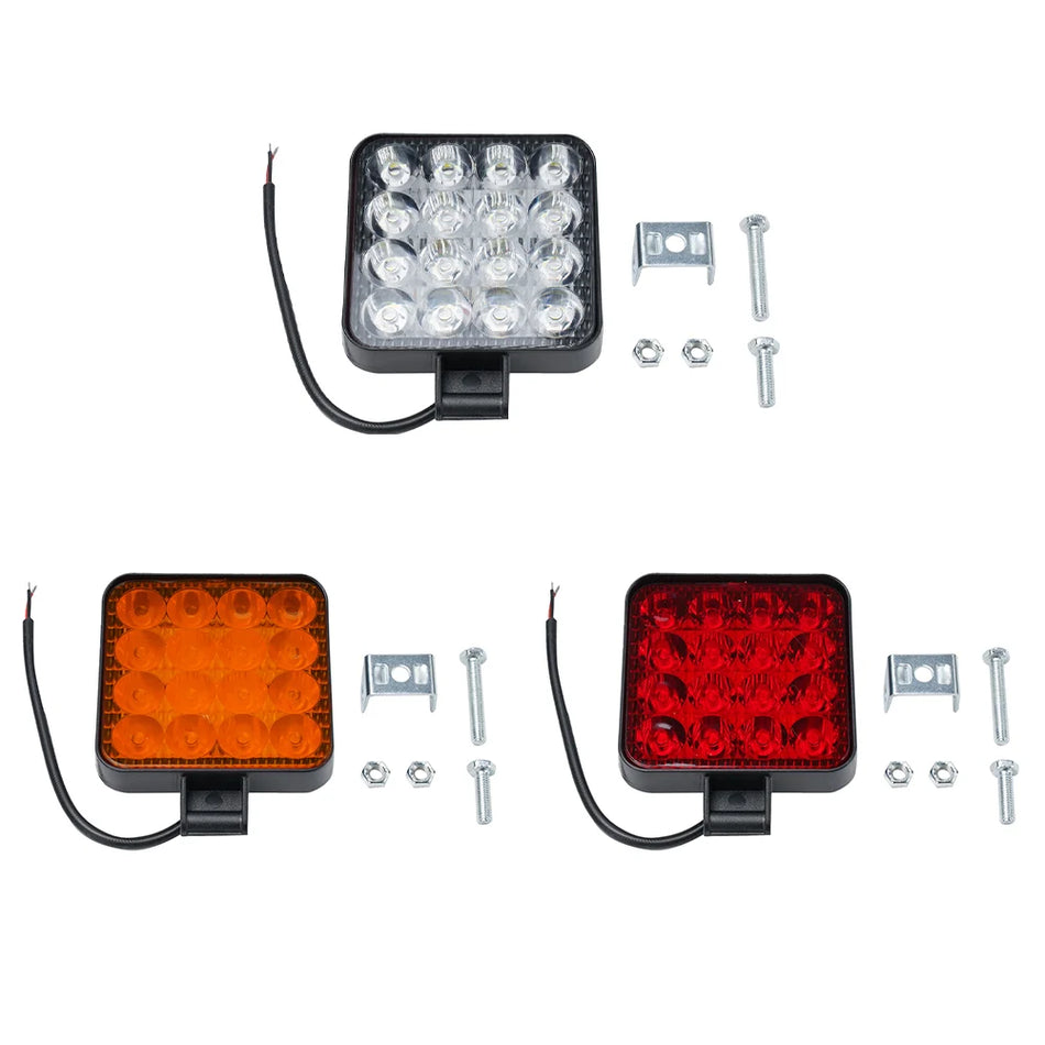 Lampe de travail pour camion Jeep tout-terrain LED carrée 16 LED 48W 12V boîtier en ABS durable