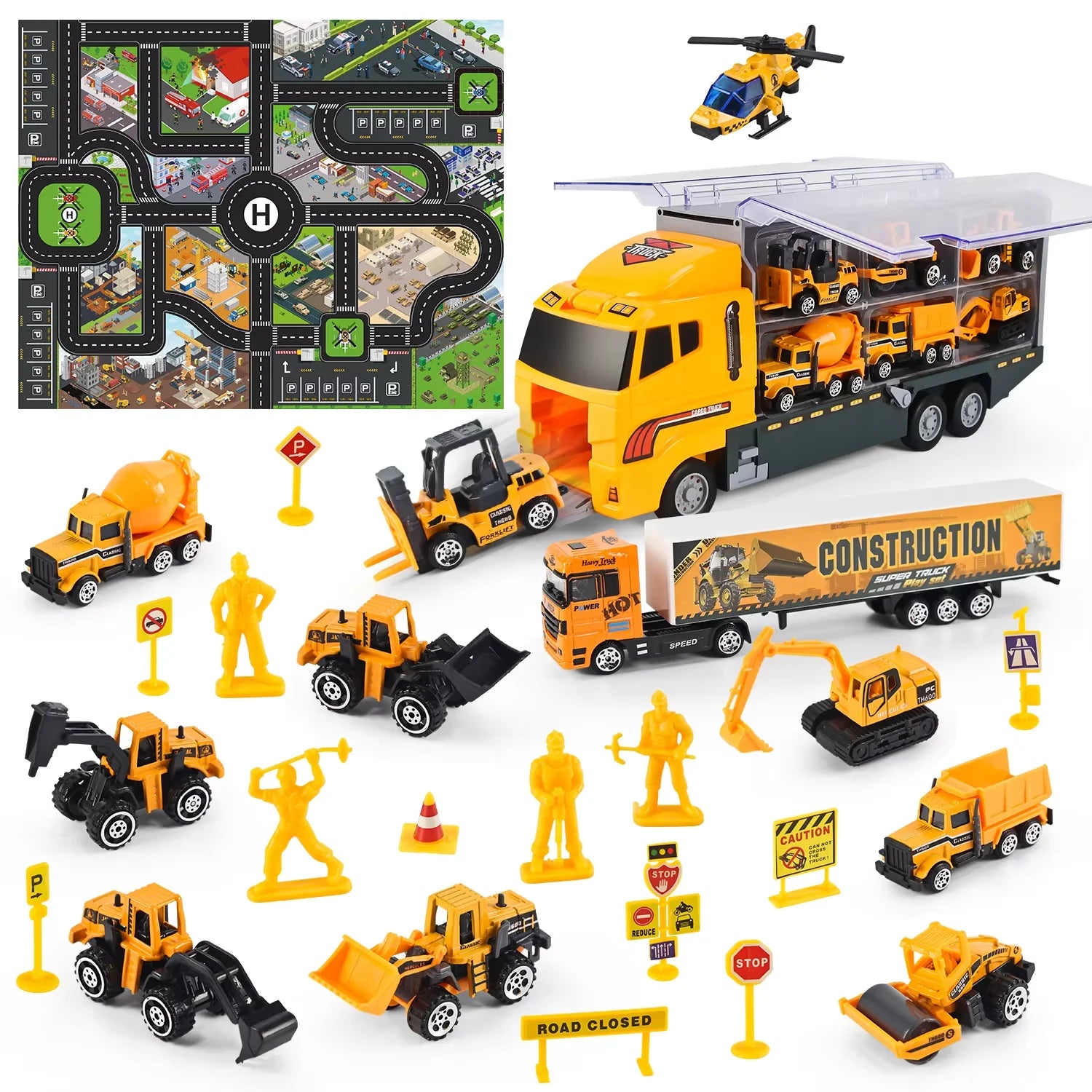 12in1 Mini Construction Model Vehicle &ndash; 1:64 Scale Diecast Engineering Trucks B with box