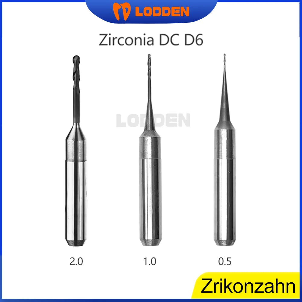 Zirkonzahn D6 Shank Milling Burs - For Zirconia Ceramics Zirconia D2.0