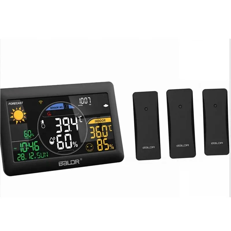 BALDR WiFi Weather Station with App-Controlled Indoor/Outdoor Monitoring Black 3 Sesors