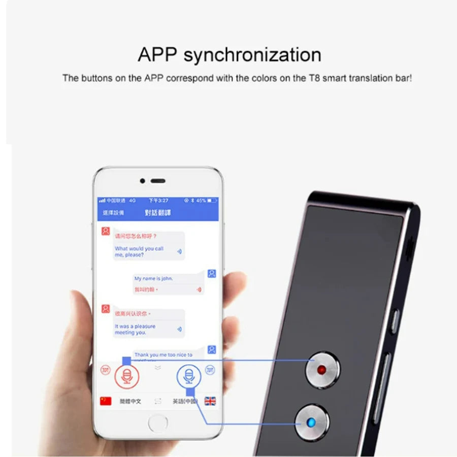 Portable T8 Smart Voice Translator | 40 Languages | Real-Time Two-Way Translation