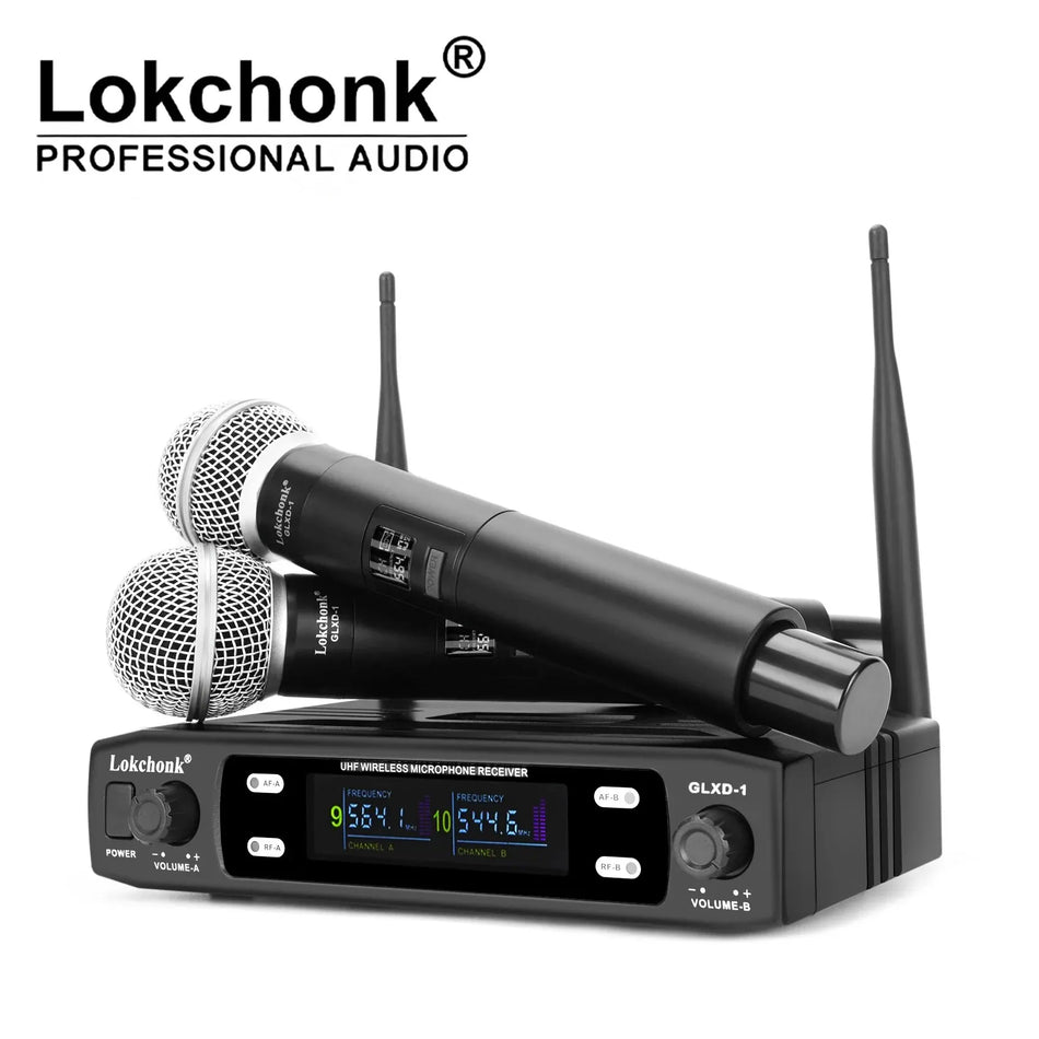 Dual Channel Wireless Mic System - Professional UHF Microphone for Stage and Karaoke US Plug