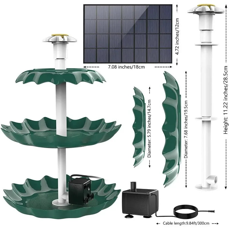 Three Layer Solar Fountain &ndash; 3.5W Pump Detachable Bird Bath