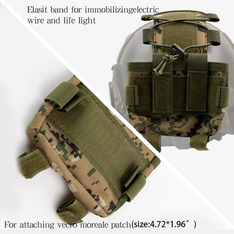 Fondina per batteria per elmetto tattico in nylon 500D con borsa di controbilanciamento