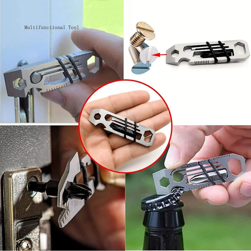 6 in 1 Pry Cutter Keychain Tool Stainless Steel Inner 6 Angle Wrench Outdoor Multitool for EDC Hiking Camping Hand Tools Kit