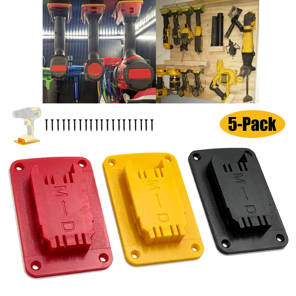 Suporte de Ferramentas de Montagem na Parede em Pacote de 5 para Ferramentas Elétricas DeWalt Milwaukee 18V 20V
