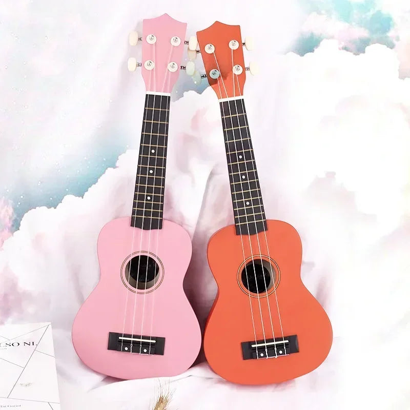 Ukulele de Madeira de 21 Polegadas com Quatro Cordas para Crianças Iniciantes