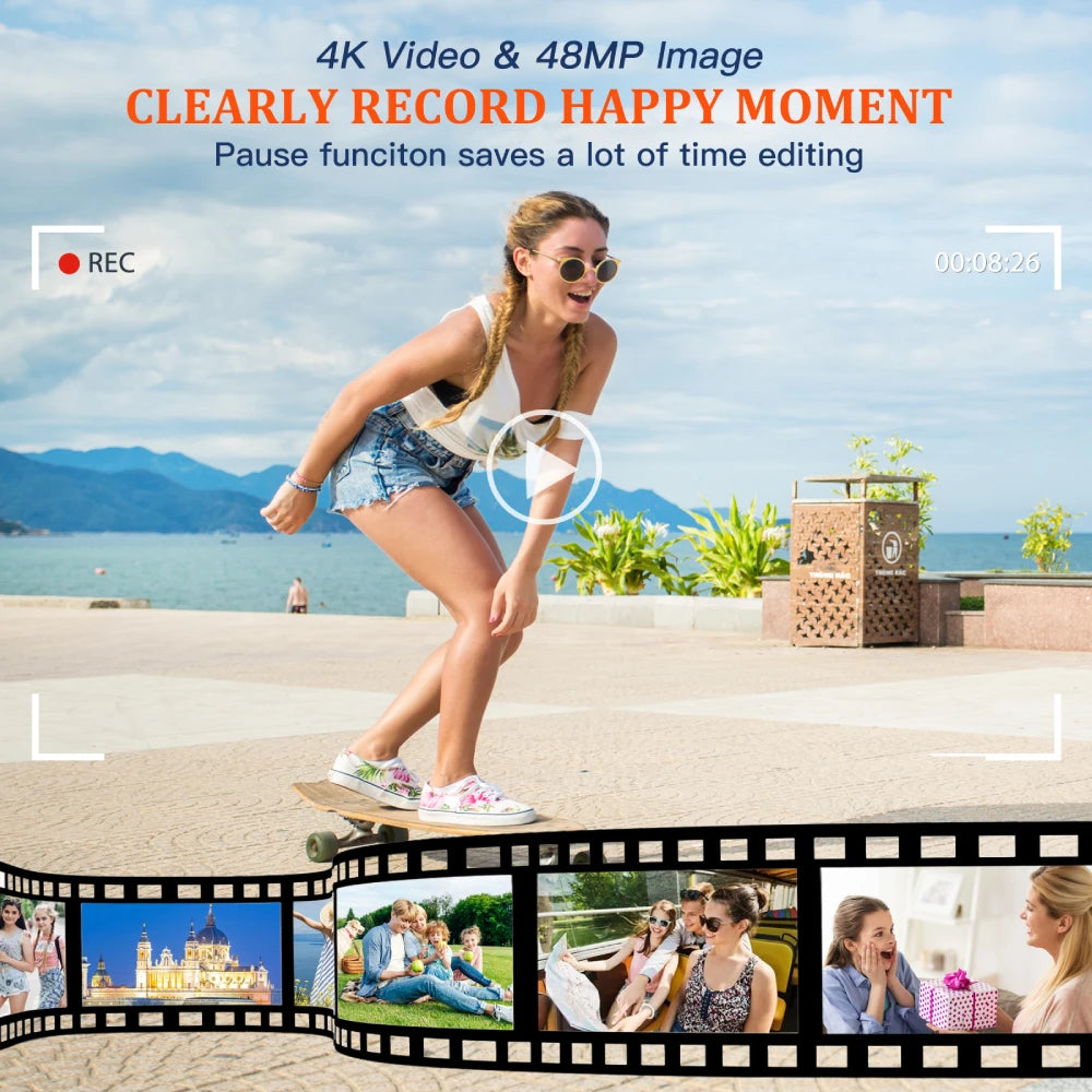 4K Digital Camera Auto Focus 48MP &ndash; Anti-Shake Vlogging Camera with Viewfinder and Flash