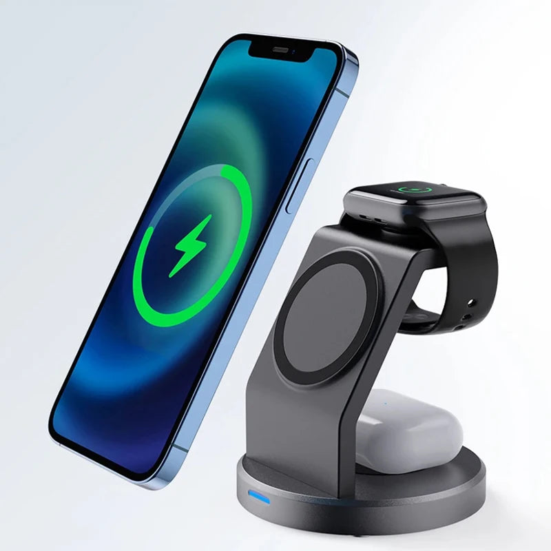 Opansten 3 In 1 Wireless Charger Stand - Fast Charge black