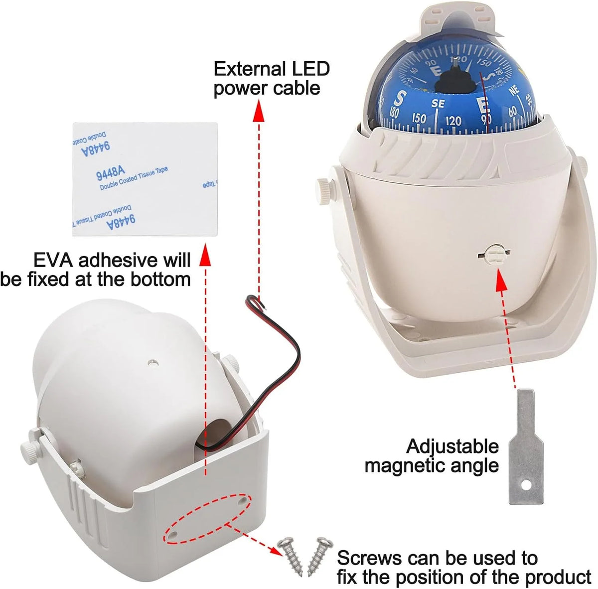 Navigation Compass Ball &ndash; Precise Deviation Adjustment