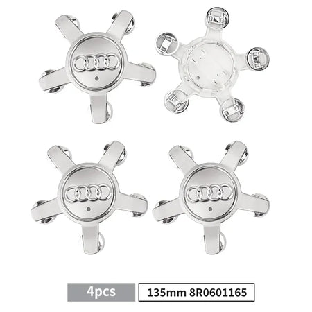 4PCS 135mm Audi Wheel Center Hub Caps Badges 8R0601165 4F0601165N for A1 A3 A4 A5 A6 A7 Q3 Q5 Q7 TT B5 B6 B7 8P 8V 8R0601165 Silver