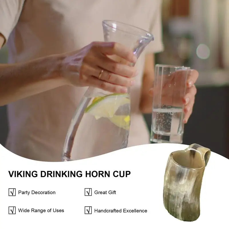 1Pc Handmade Ox Horn Mug - Rustic Whiskey Shot Glass