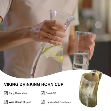 1Pc Handmade Ox Horn Mug - Rustic Whiskey Shot Glass