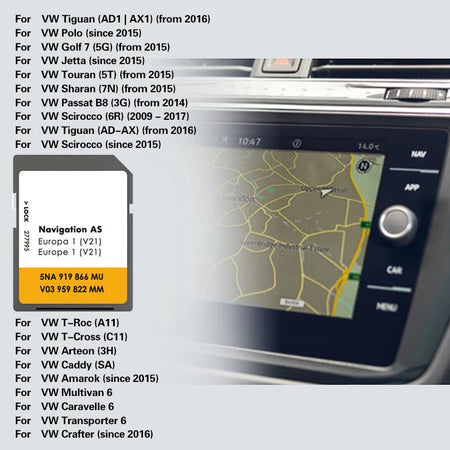 New For VW Discover Media AS V21 32GB - 2025 UK Europe Maps CHINA / for vw as v21 2025