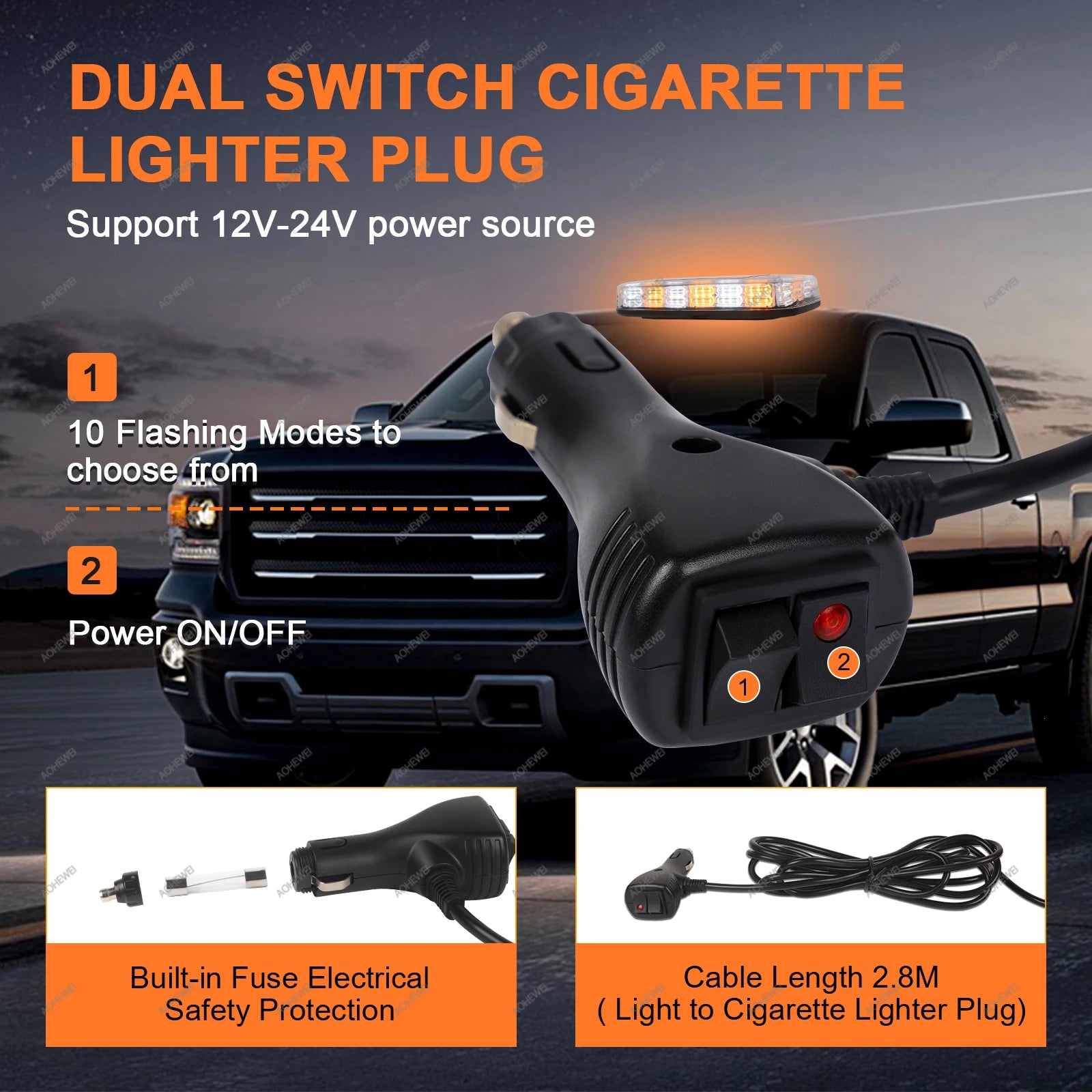 Magnetic Base LED Strobe Beacon Lights for Funeral Escort &amp; Vehicles
