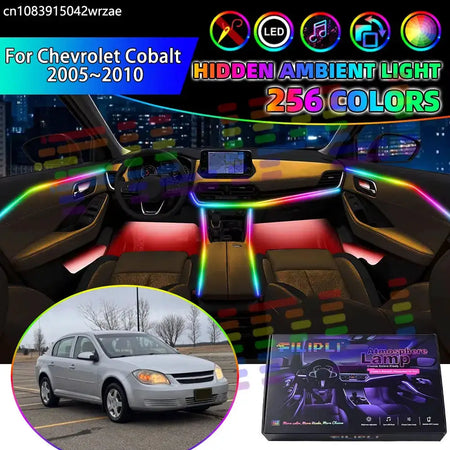 For Chevrolet Cobalt 2005~2010 MK1 1th 2006 RGB Car Interior Ambient Lights Strips Breathing Lighting Kit App Control LED strips by InterCyprus Trading Ltd