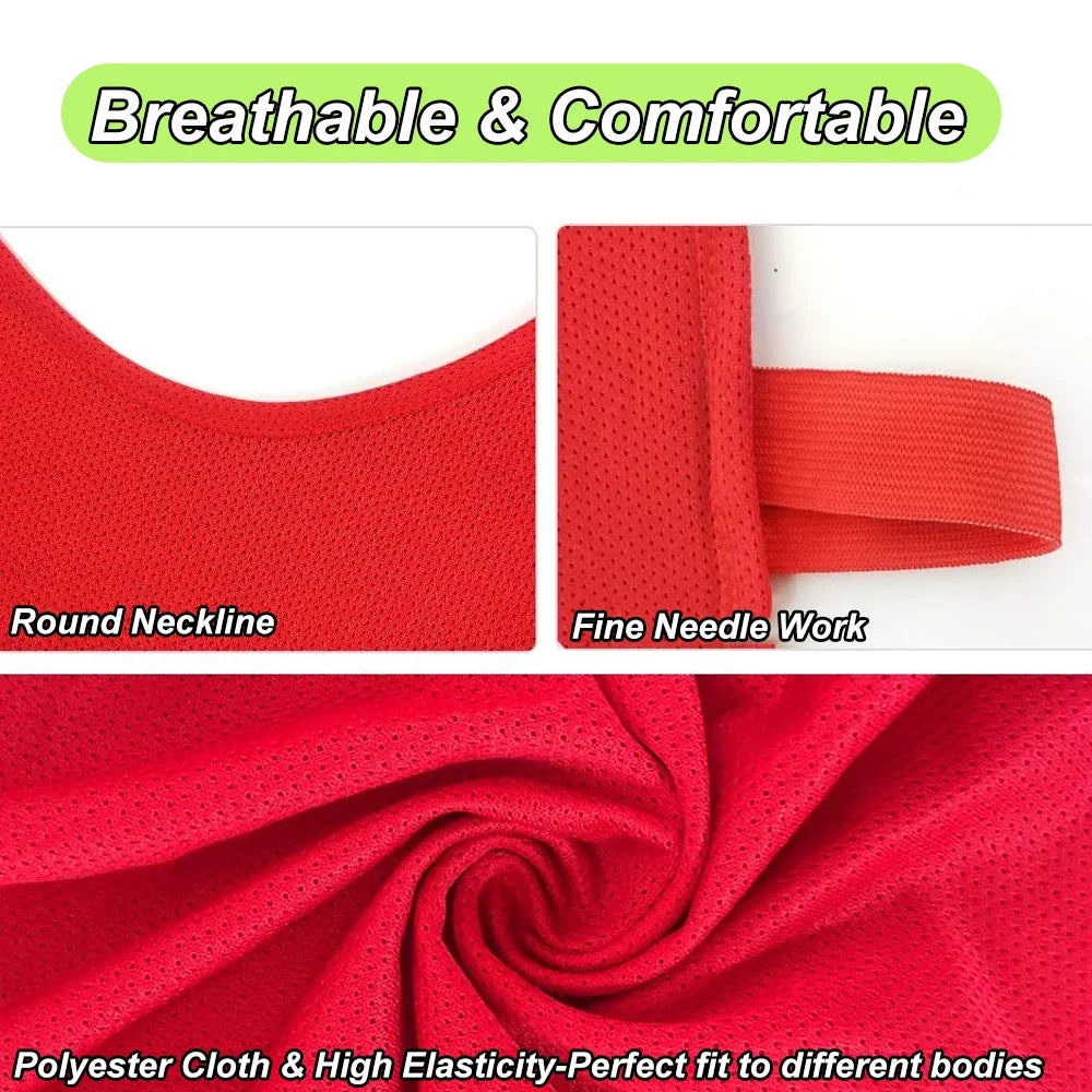 Breathable Soccer Training Vests for Kids and Adults - 6 Pack