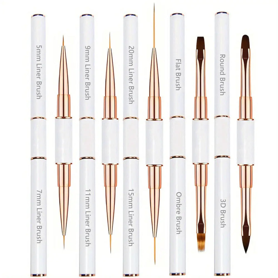 New Nail Art Brush Set, Professional 5-Piece Dual-Ended Acrylic Brushes, Line Puller, Fine Detail Brush, Ideal for Gel, 3D Nail by InterCyprus Trading Ltd