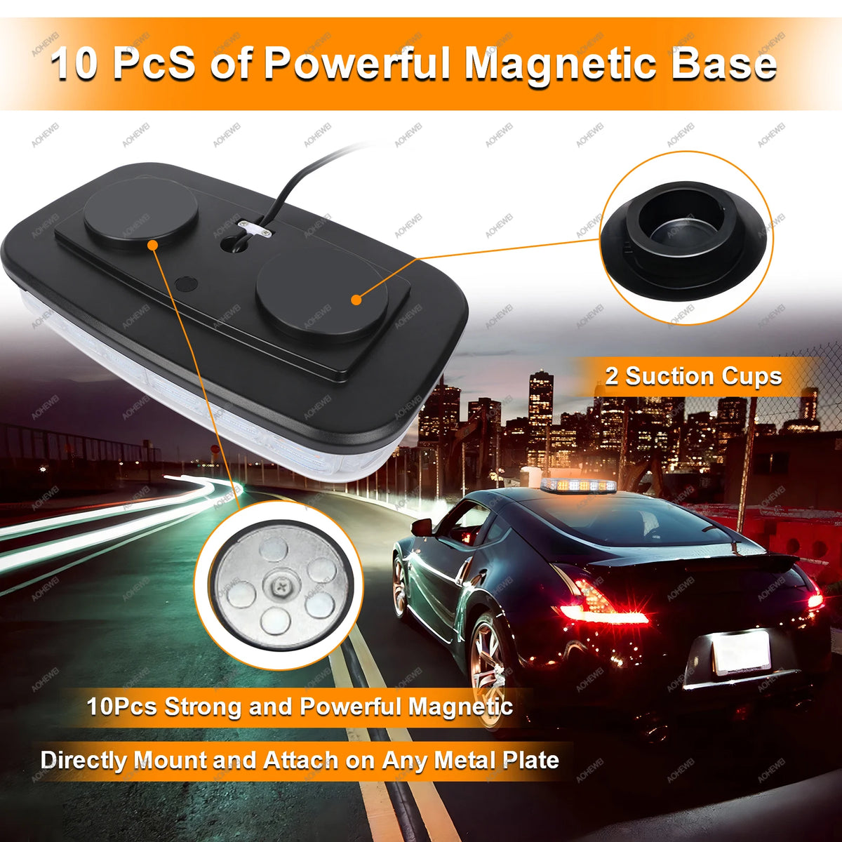 Magnetic Base LED Strobe Beacon Lights for Funeral Escort &amp; Vehicles