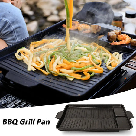 Portable Non-Stick BBQ Grill Pan 32x26cm for Korean Barbecue