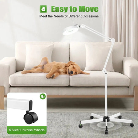 LED Floor Lamp With Magnifier &ndash; 5X-8X Magnification