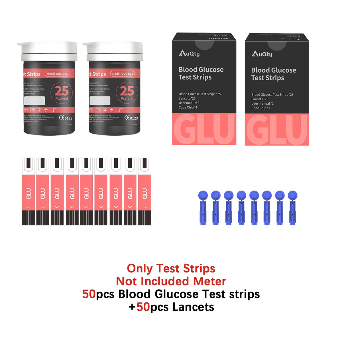 GUC 3in1 Multifunction Glucometer Kit &ndash; Comprehensive Health Monitoring 50Glu Strip-No Meter