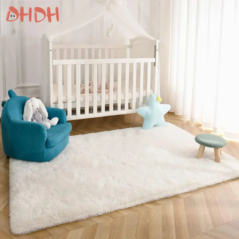 Tapis de zone en peluche douce, 100 % polyester, tapis antidérapant pour chambre à coucher