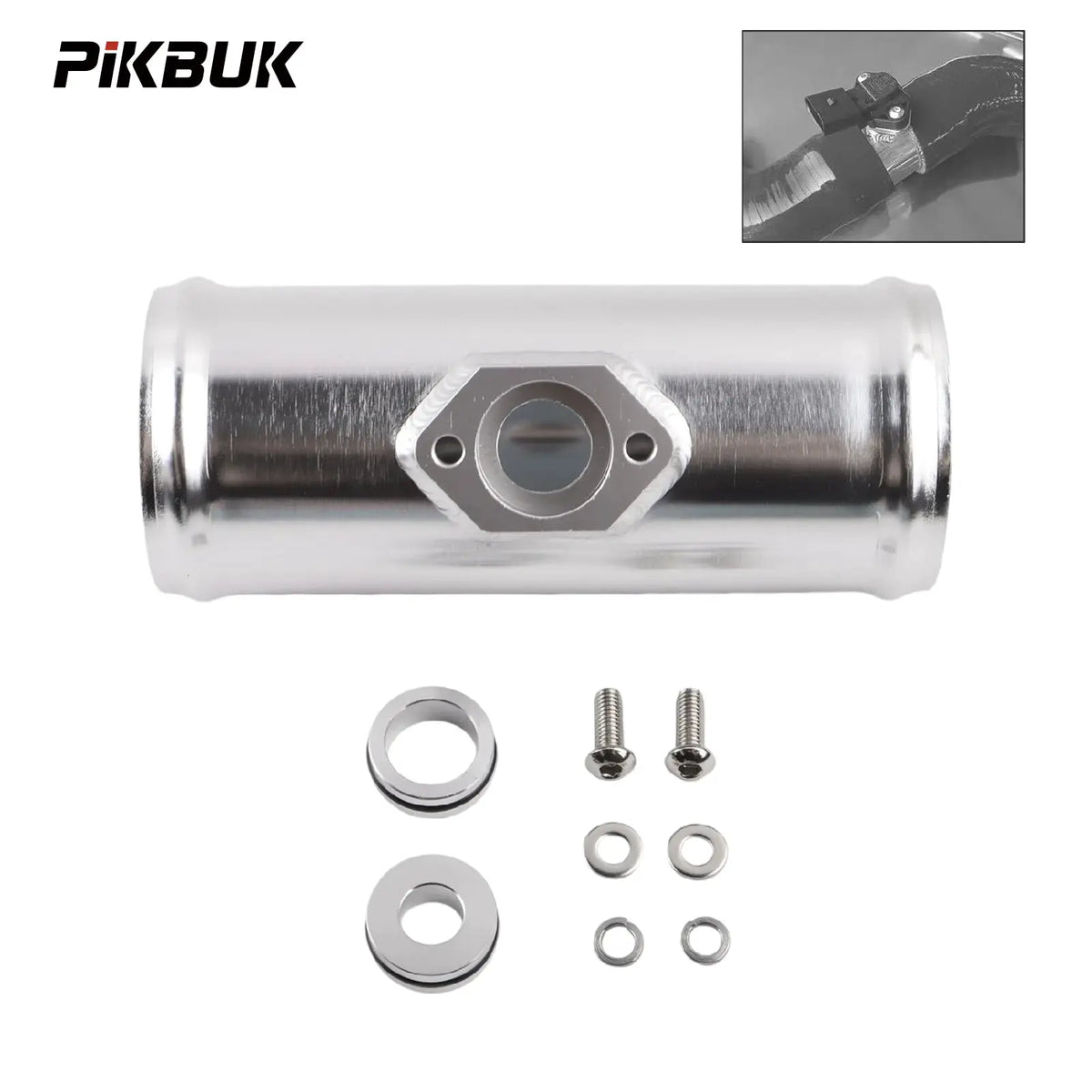 PIKBUK 2.5' 63mm Aluminum Flange Pipe with Adapter Fits For Jetta Golf Beetle A4 MK4 1.8T Map Sensor Flange by InterCyprus Trading Ltd