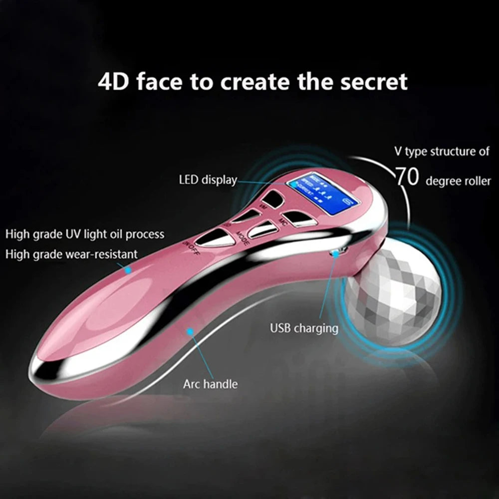 4D EMS Face Massager Roller &ndash; Microcurrent Facial Lifting