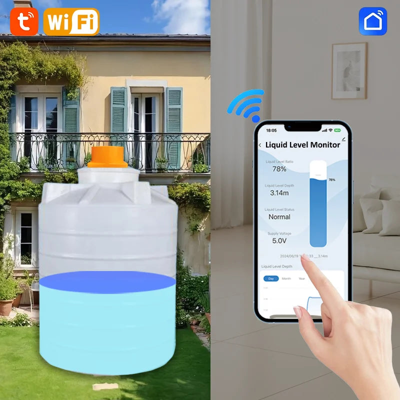 Wireless Ultrasonic Water Level Sensor with Smart App Control