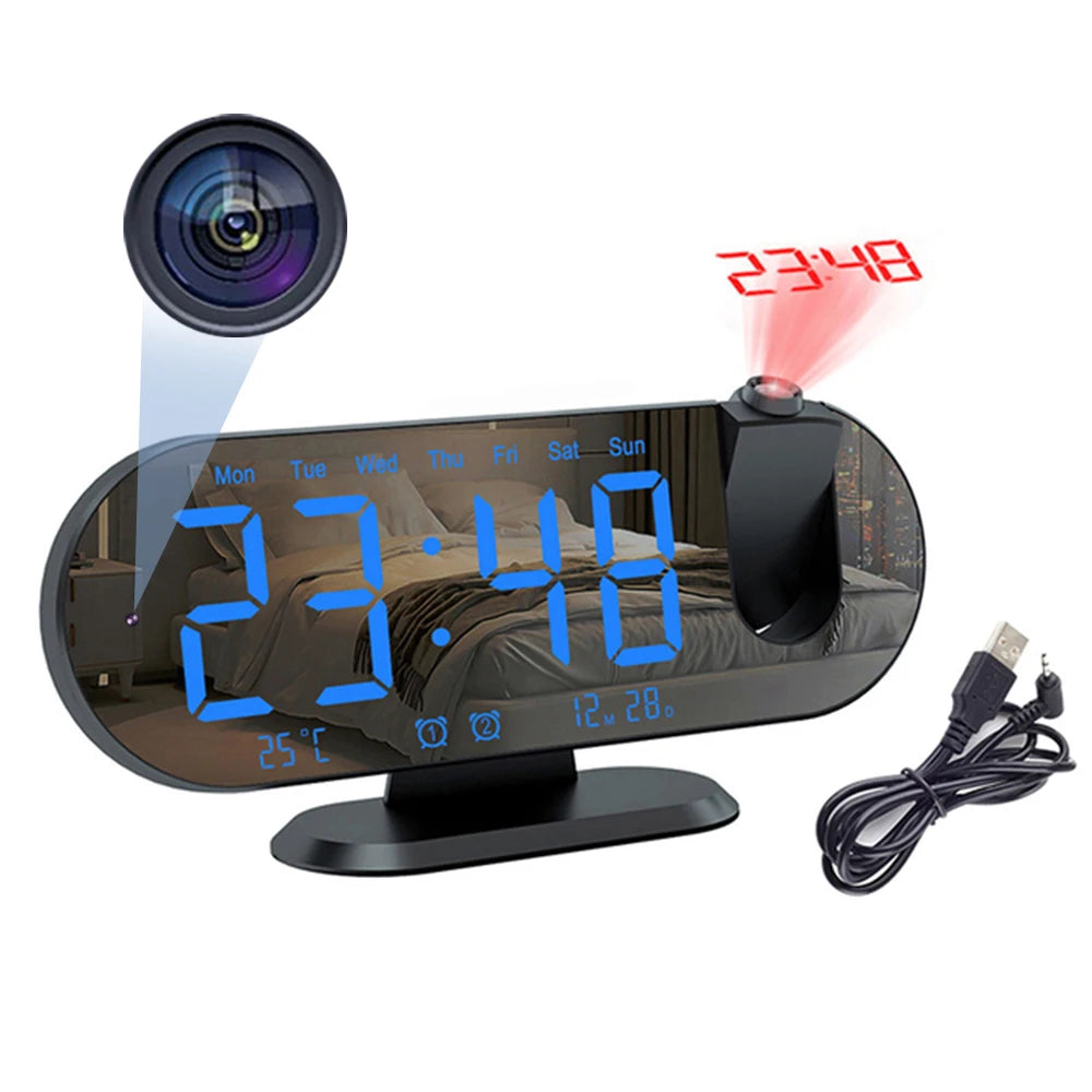 Virwir Mini Camera &ndash; 1080P WiFi Projection Alarm Clock Black