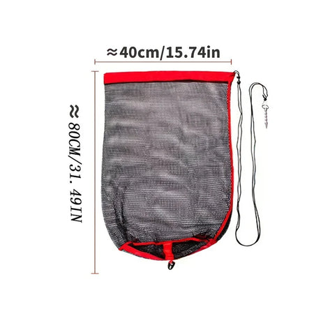 Portable Fishing Landing Net with Encrypted Mesh and Drawstring 40x0.8m