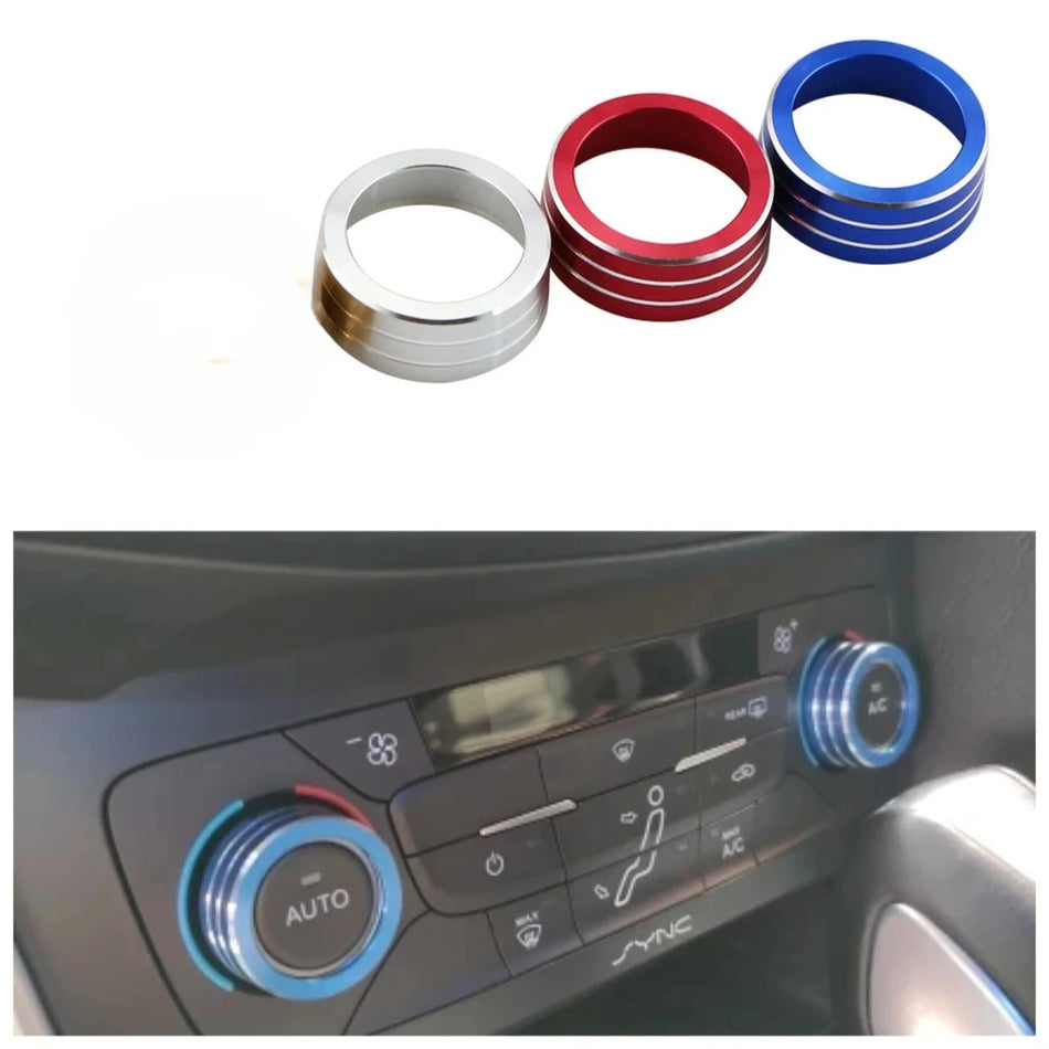 Coperchio circolare per manopola AC in alluminio, set da 2 pezzi per Ford Focus Mk3, accessorio di stile per interni