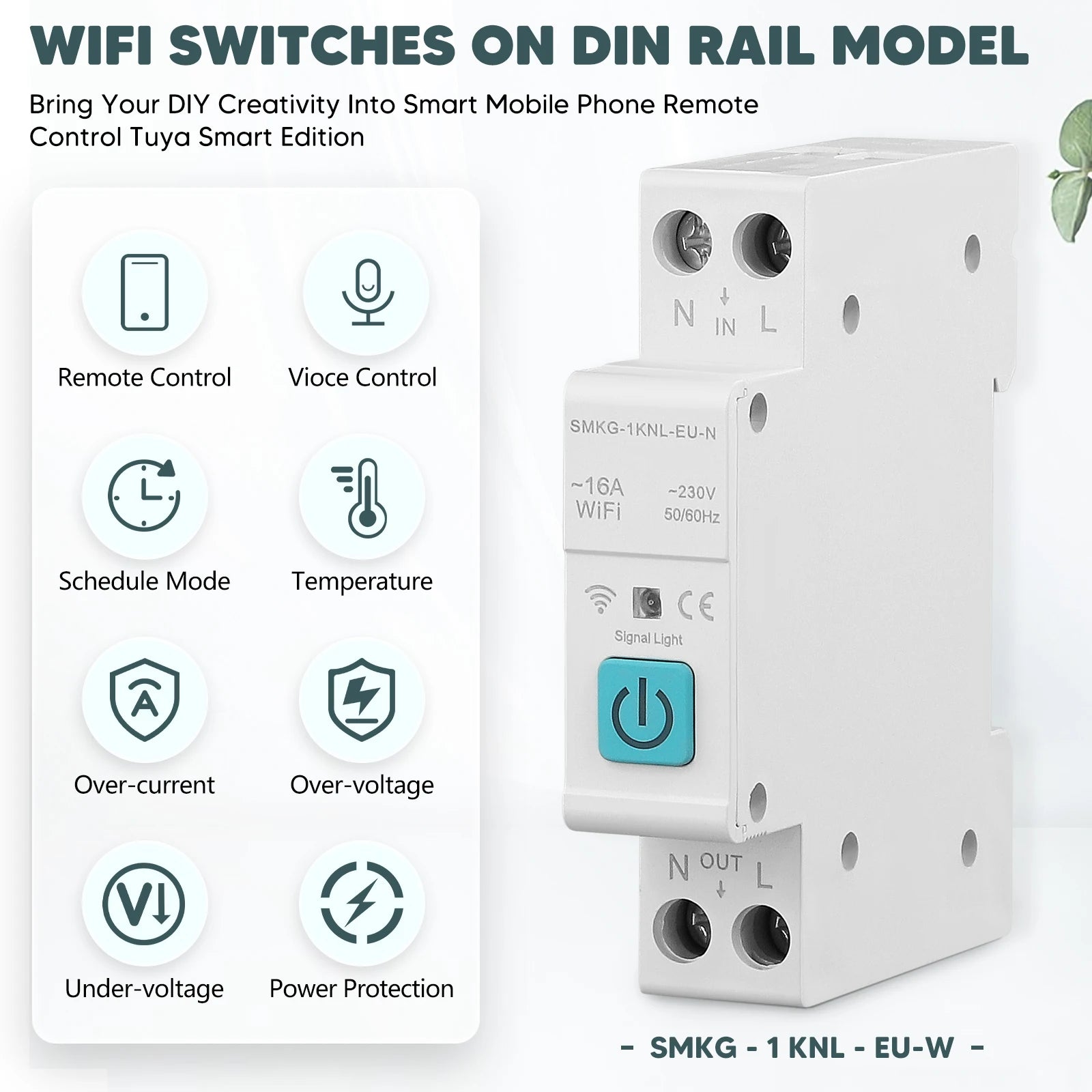 Diy Smart Rails Smart Life WIFI 1P DIN Rail For Smart Home Wireless Remote Control ...