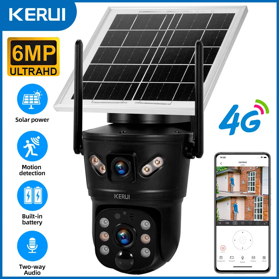 KERUI 6MP Solar Security Camera Solar 4G Cam / CHINA