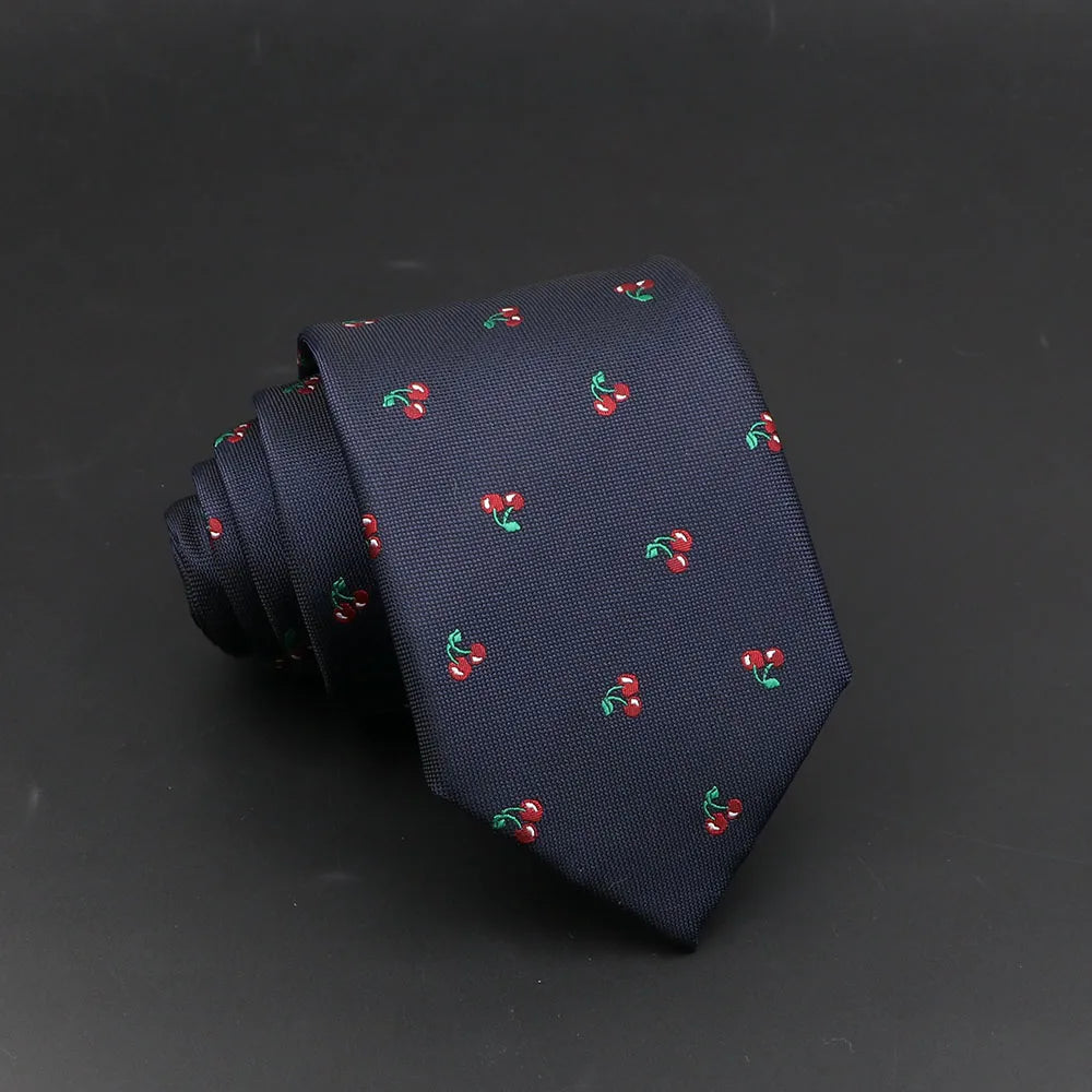 Cute Cartoon Floral Pattern Slim Tie for Men 8