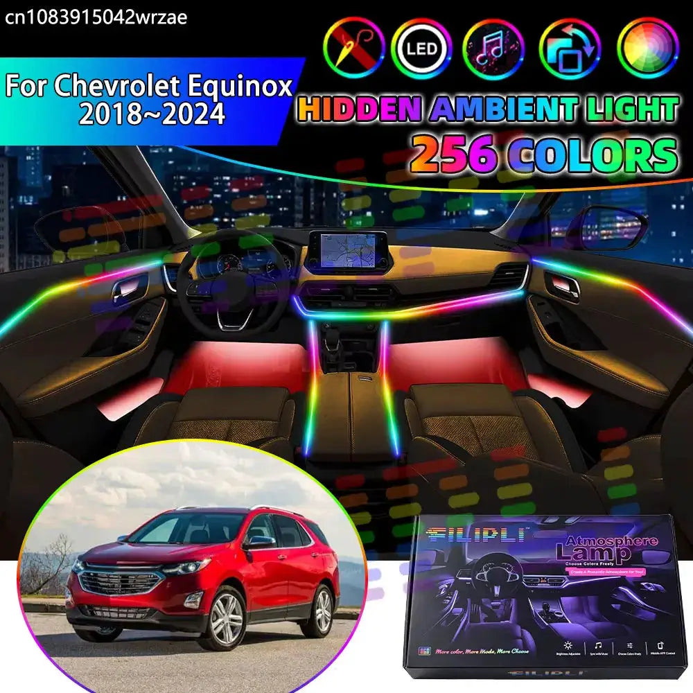 For Chevrolet Equinox 2018~2024 MK3 2019 RGB Car Interior Ambient Lights Strips Breathing Lighting Kit App Control LED strips by InterCyprus Trading Ltd
