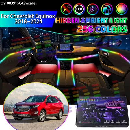 For Chevrolet Equinox 2018~2024 MK3 2019 RGB Car Interior Ambient Lights Strips Breathing Lighting Kit App Control LED strips by InterCyprus Trading Ltd