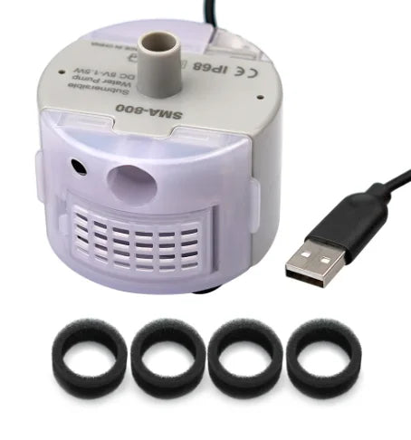 SMA-800 USB Interface Round Water Pump &ndash; USB Powered Durable Stainless Steel Pet Water Dispenser 1 set