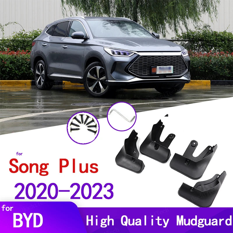 4 Piezas de Guardabarros de ABS Negros para BYD Song Plus EV DMI 2020-2023