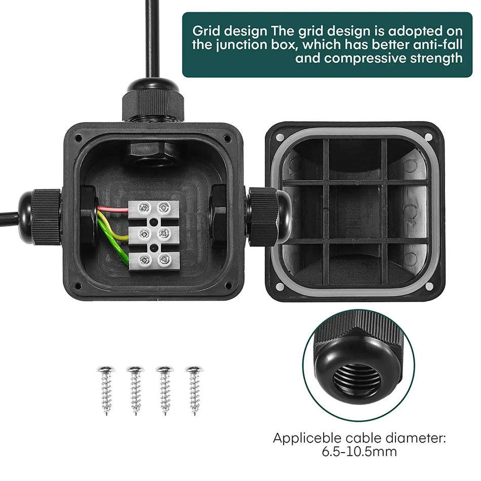 IP68 Vandtæt 3 Vejs Ekstern Elektrisk Kapsling Sort