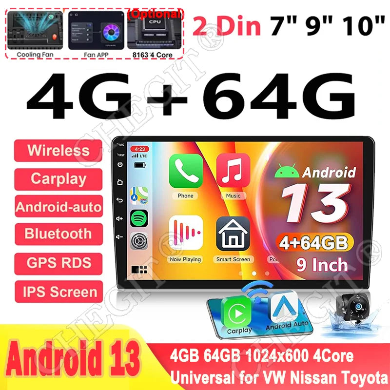 Android13 7 9 10 Inch Car Radio GPS &ndash; Wireless CarPlay and Android Auto Connectivity