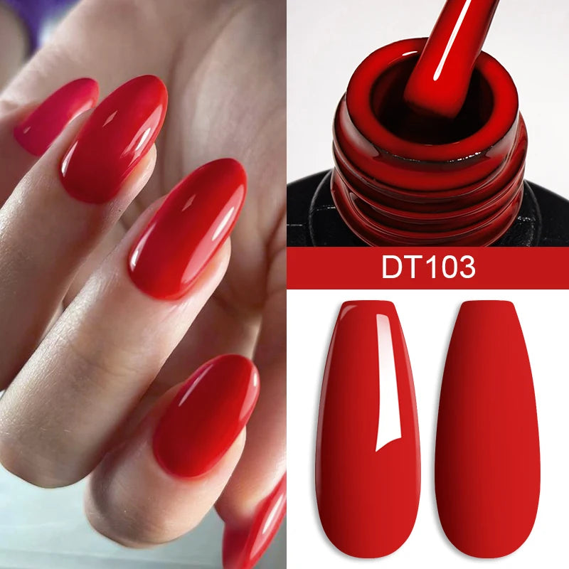 MEET ACROSS 7ml Wine Red Gel Nail Polish - Long-Lasting, French Style, Perfect for DIY Nail Art Q49667-3